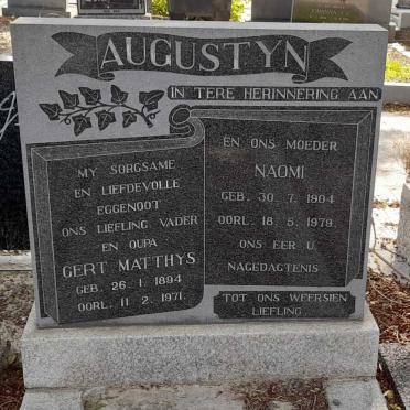 AUGUSTYN Gert Matthys 1894-1971 &amp; Naomi RAS 1904-1979