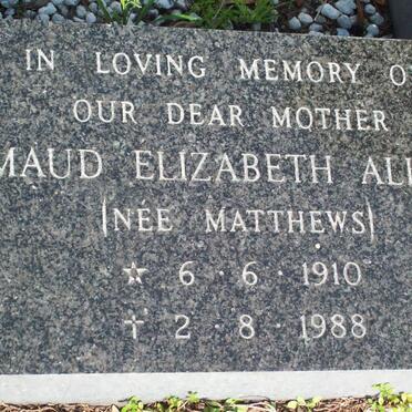 ALLEN Maud Elizabeth nee MATTHEWS 1910-1988