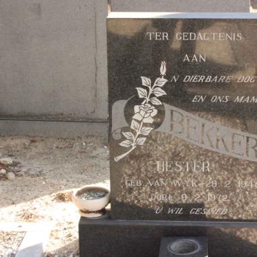 BEKKER Hester nee VAN WYK 1948-1972