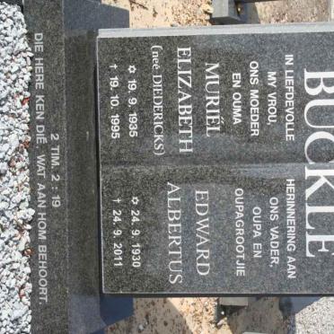 BUCKLE Edward Albertus 1930-2011 &amp; Muriël Elizabeth DIEDERICKS 1935-1995