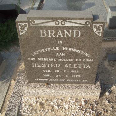 BRAND Hester Aletta 1895-1973
