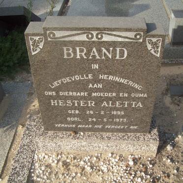 BRAND Hester Aletta 1895-1973
