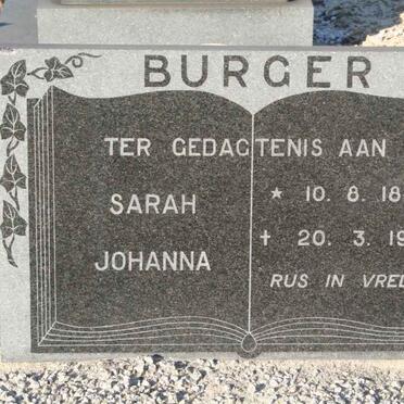 BURGER Sarah Johanna 1884-1973