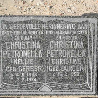 BURGER Christina Petronella nee GERBER 1936-1974 :: ? Christina Petronella nee BURGER 1958-