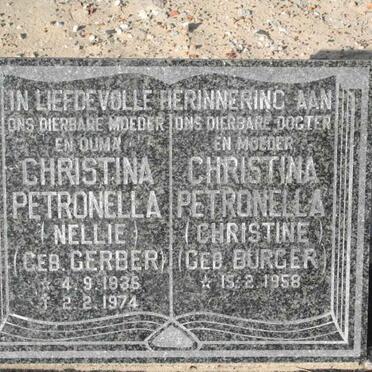 BURGER Christina Petronella nee GERBER 1936-1974 :: ? Christina Petronella nee BURGER 1958-
