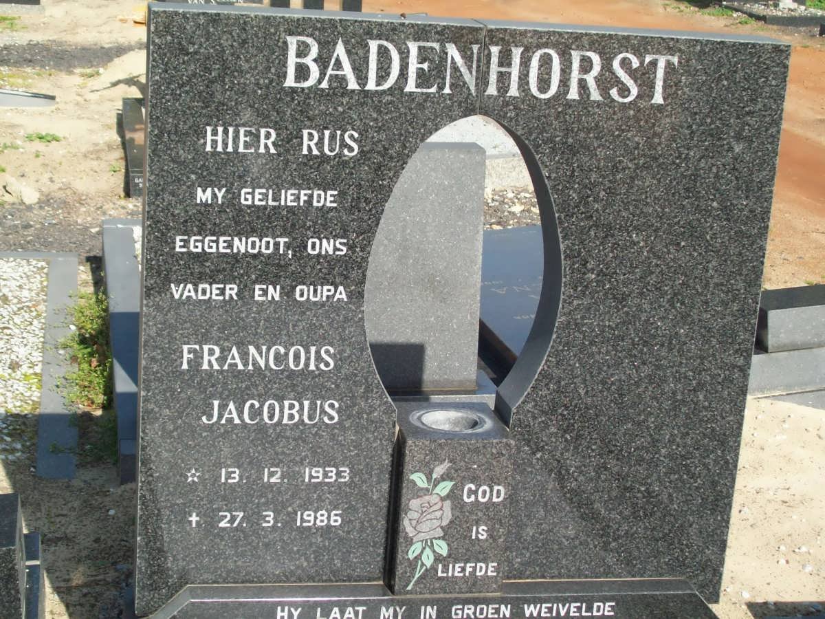 BADENHORST Francois Jacobus 1933-1986