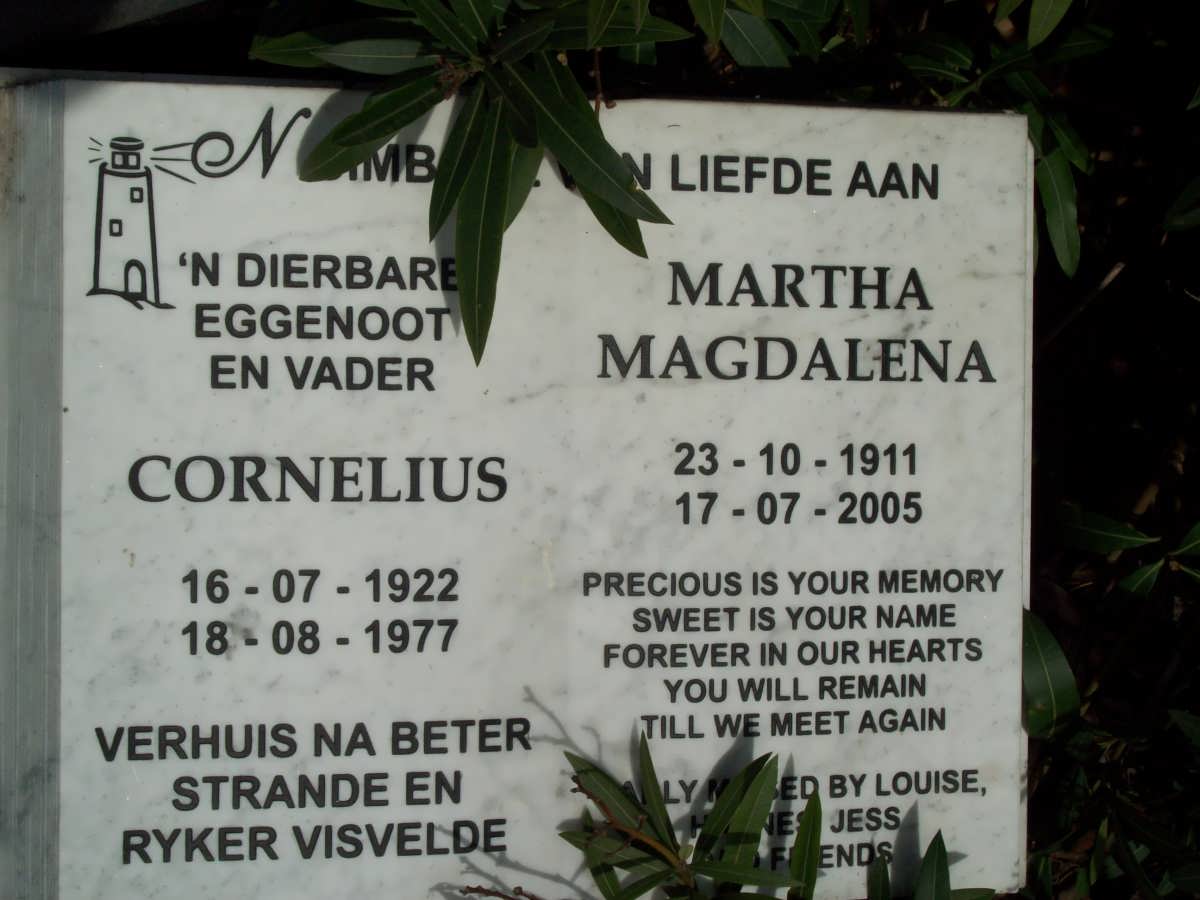 BRINK CORNELIUS EN MARTHA MAGDALENA