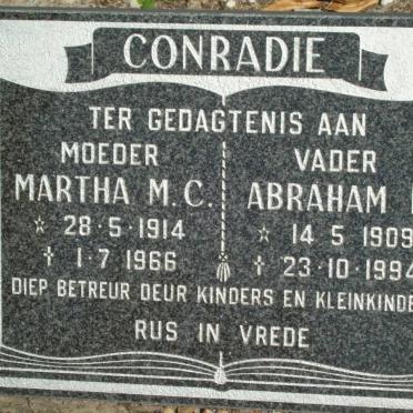 CONRADIE Abraham F. 1909-1994 &amp; Martha M.C. 1914-1966