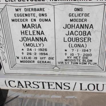 CARSTENS Maria Helena Johanna 1926-1994 :: LOUW Johanna Jacoba Laubser 1947-2010