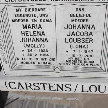 CARSTENS Maria Helena Johanna 1926-1994 :: LOUW Johanna Jacoba Laubser 1947-2010