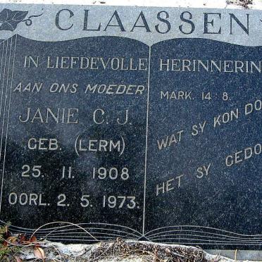 CLAASSEN Janie C.J. nee LERM 1908-1973