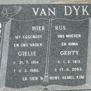 DYK Gielie, van 1914-1986 &amp; Gerty 1913-2003