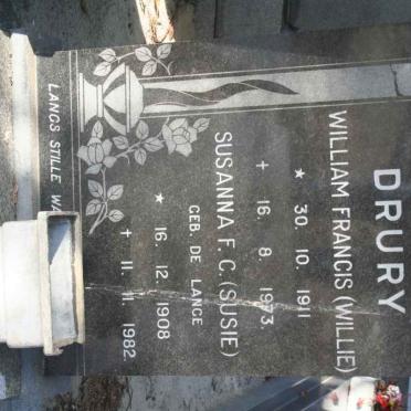 DRURY William Francis 1911-1973 &amp; Susanna F.C. DE LANGE 1908-1982