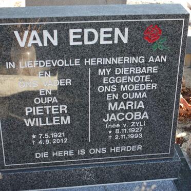EDEN Pieter Willem, van 1921-2012 &amp; Maria Jacoba VAN ZYL 1927-1993