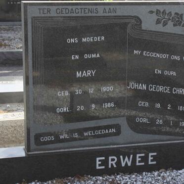 ERWEE Johan George Christiaan 1896-1973 &amp; Mary 1900-1986