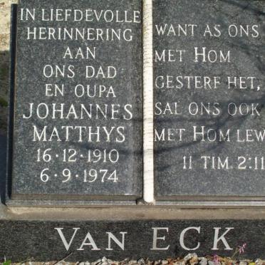 ECK Johannes Matthys, van 1910-1974