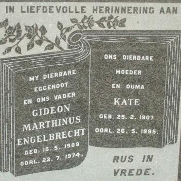 ENGELBRECHT Gideon Marthinus 1909-1974 &amp; Kate 1907-1995