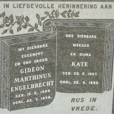 ENGELBRECHT Gideon Marthinus 1909-1974 &amp; Kate 1907-1995