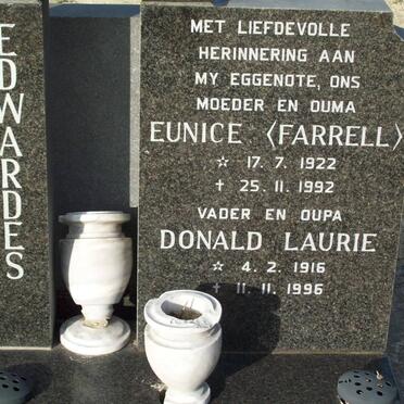 EDWARDES Donald Laurie 1916-1996 &amp; Eunice FARRELl 1922-1992