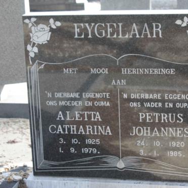 EYGELAAR Petrus Johannes 1920-1985 &amp; Aletta Catharina 1925-1979