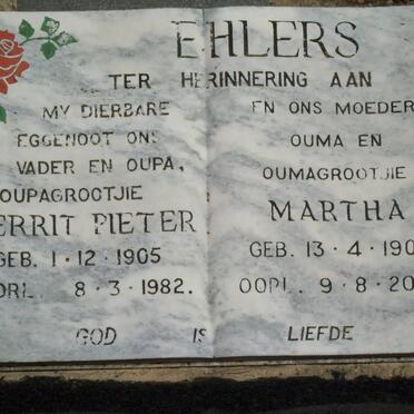 EHLERS Gerrit Pieter 1905-1982 &amp; Martha 1908-2001