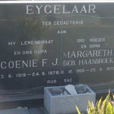 EYGELAAR Coenie F.J. 1919-1976 &amp; Margaretha HAASBROEK 1905-1979