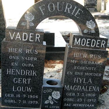 FOURIE Hendrik Gert Louw 1906-1979 &amp; Hyla Magdalena 1906-1972