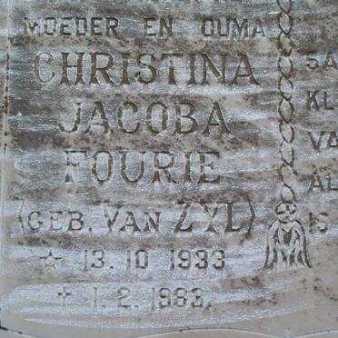 FOURIE Christina Jacoba nee VAN ZYL 1933-1983