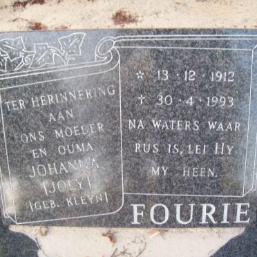 FOURIE Johanna nee KLEYN 1912-1993