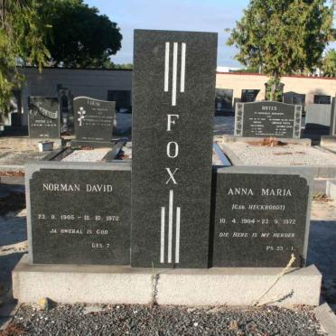 FOX Norman David 1905-1972 &amp; Anna Maria HECKROODT 1904-1972