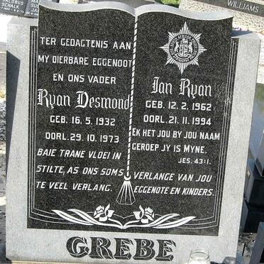 GREBE Ryan Desmond 1932-1973 :: GREBE Ian Ryan 1962-1994