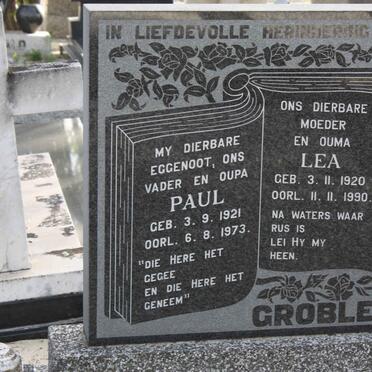 GROBLER Paul 1921-1973 &amp; Lea 1920-1990