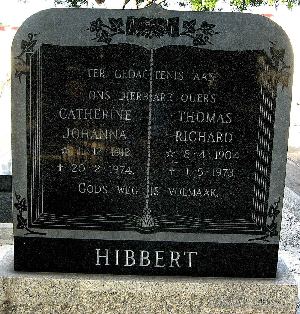 HIBBERT Thomas Richard 1904-1973 &amp; Catherine Johanna 1912-1974