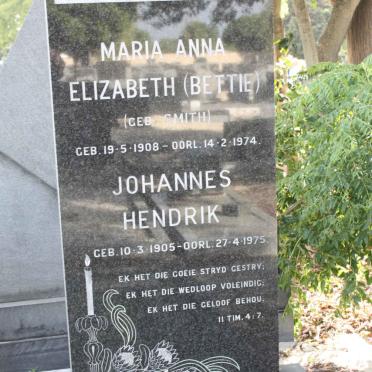 HATTINGH Johannes Hendrik 1905-1975 &amp; Maria Anna Elizabeth SMITH 1908-1974