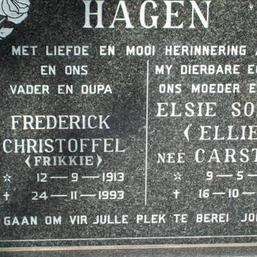 HAGEN Frederick Christoffel 1913-1993 &amp; Elsie Sophia CARSTENS 1911-1986