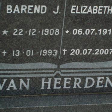 HEERDEN Barend J., van  1908-1993 &amp; Elizabeth J. 1910-2007