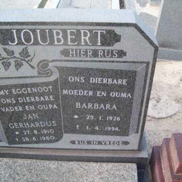JOUBERT Jan Gerhardus 1910-1980 &amp; Barbara 1926-1994