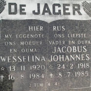 JAGER Jacobus Johannes, de 1918-1985 &amp; Wesselina 1920-1984