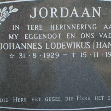 JORDAAN Johannes Lodewikus 1929-1985
