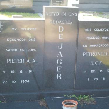 JAGER Pieter A.A., de 1911-1974 &amp; Petronella H.C.F. 1912-1997