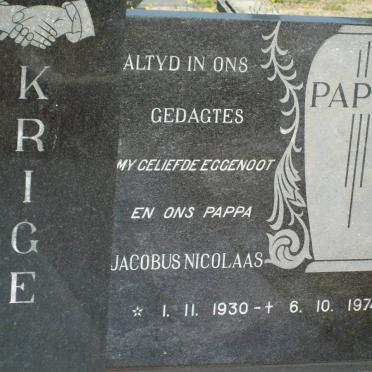 KRIGE Jacobus Nicolaas 1930-1974