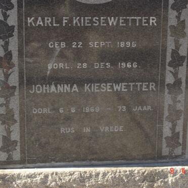 KIESEWETTER Karl F. 1895-1966 &amp; Johanna -1969