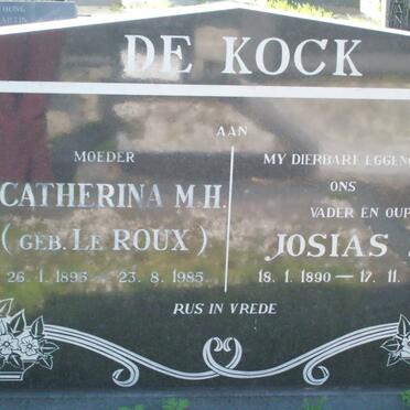 KOCK Josias S., de 1890-1974 &amp; Catherina M.H. LE ROUX 1895-1985