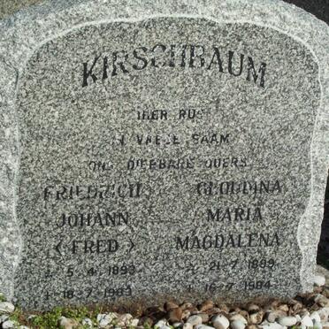 KIRSCHBAUM Friedrich Johann 1893-1983 &amp; Gloumina Maria Magdalena 1899-1984