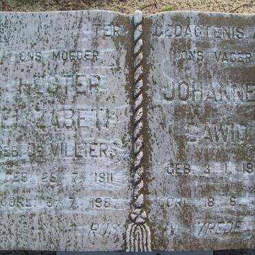 KOCK Johannes Dawid, de 1907-1977 &amp; Hester Elizabeth DE VILLIERS 1911-1987