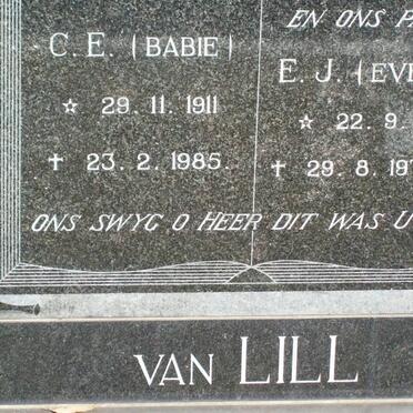 LILL E.J., van 1911-1974 &amp; C.E. 1911-1985