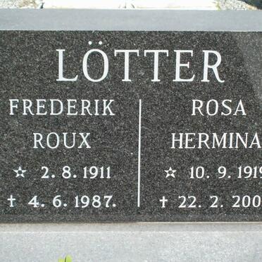 LOTTER Frederik Roux 1911-1987 &amp; Rosa Hermina 1919-2002