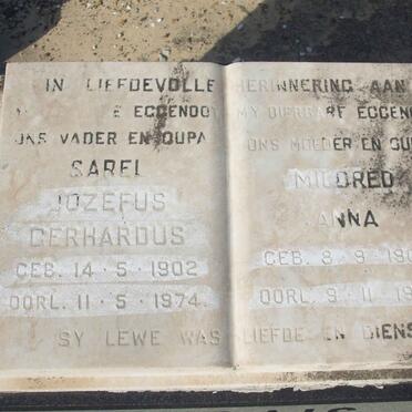 MARAIS Sarel Jozefus Gerhardus 1902-1974 &amp; Mildred Anna 1904-1985