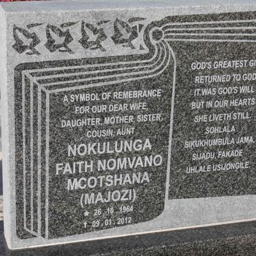 MCOTSHANA Nokulunga Faith Nomvano 1964-2012