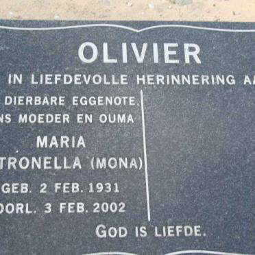 OLIVIER Maria Petronella 1931-2002